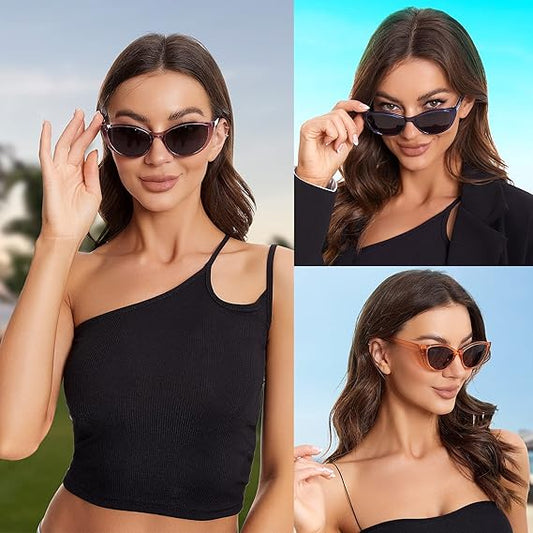 Polarized Cat Eye Sunglasses Womens Trendy 2026, Retro Narrow Cateye Sun Glasses UV Protection Small Shades VF2219