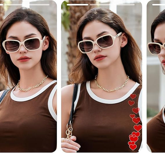 FEISEDY Vintage Square Polarized Sunglasses for Women UV400 Travel Driving Fashion Arcuate Sunglasses B2526